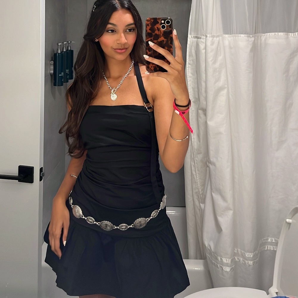Princess Polly Mini Black Fit and Flare Dress (without belt)